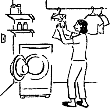 洗濯物を干しているイラスト